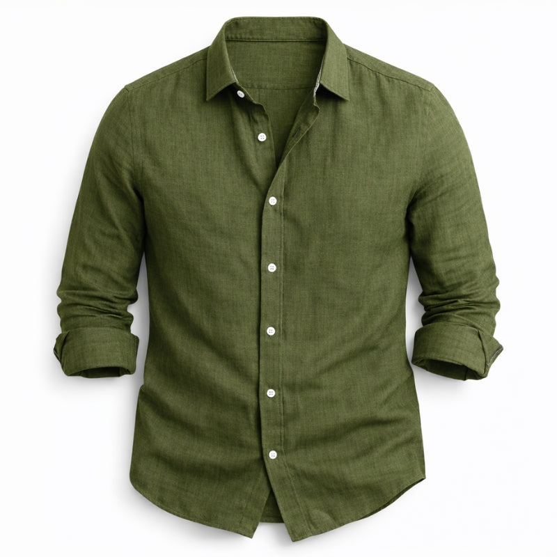 Linen Long Sleeve Collared Shirt for Men