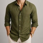 Linen Long Sleeve Collared Shirt for Men