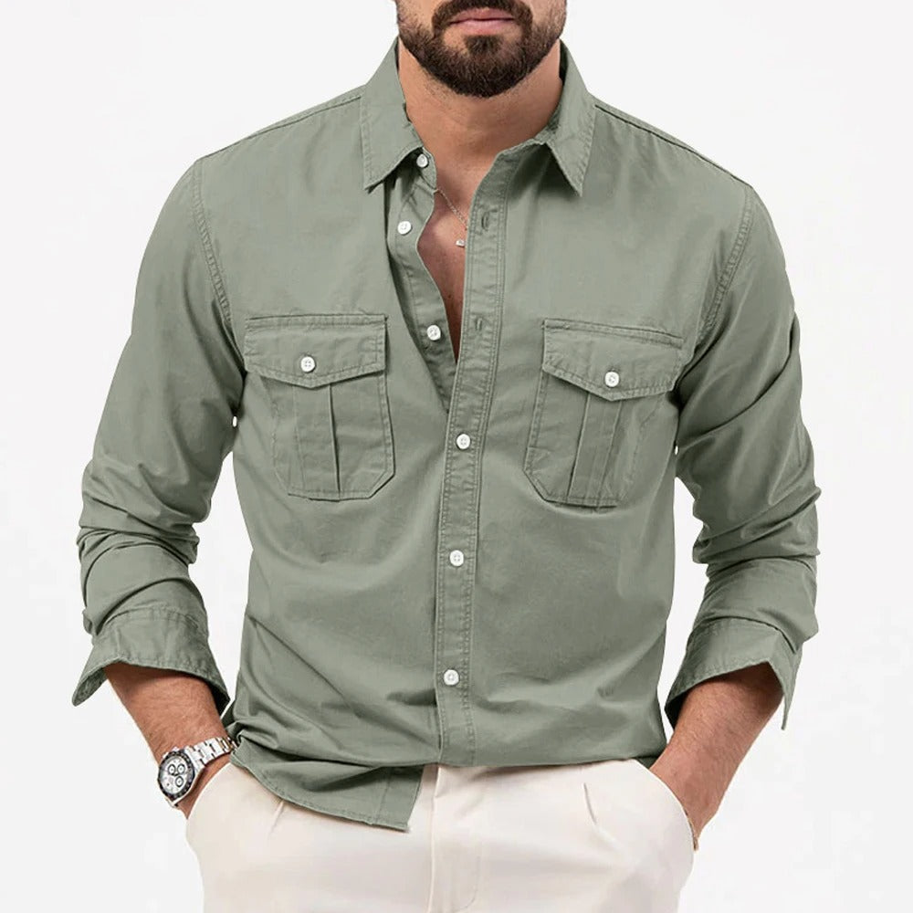 Wrinkle Resistant Button-Down Shirt for Men