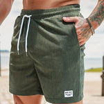 Ribbed Knit Elastic Waist Swim Shorts for Men