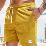 Ribbed Knit Elastic Waist Swim Shorts for Men