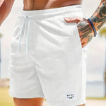Ribbed Knit Elastic Waist Swim Shorts for Men