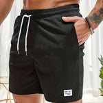 Ribbed Knit Elastic Waist Swim Shorts for Men