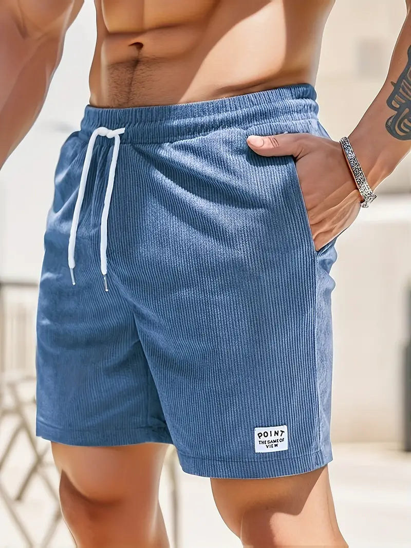 Ribbed Knit Elastic Waist Swim Shorts for Men