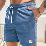 Ribbed Knit Elastic Waist Swim Shorts for Men