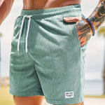 Ribbed Knit Elastic Waist Swim Shorts for Men