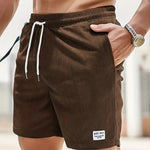 Ribbed Knit Elastic Waist Swim Shorts for Men