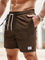 Ribbed Knit Elastic Waist Swim Shorts for Men