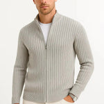 Ribbed Knit Zip-Up Cardigan for Men