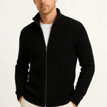 Ribbed Knit Zip-Up Cardigan for Men