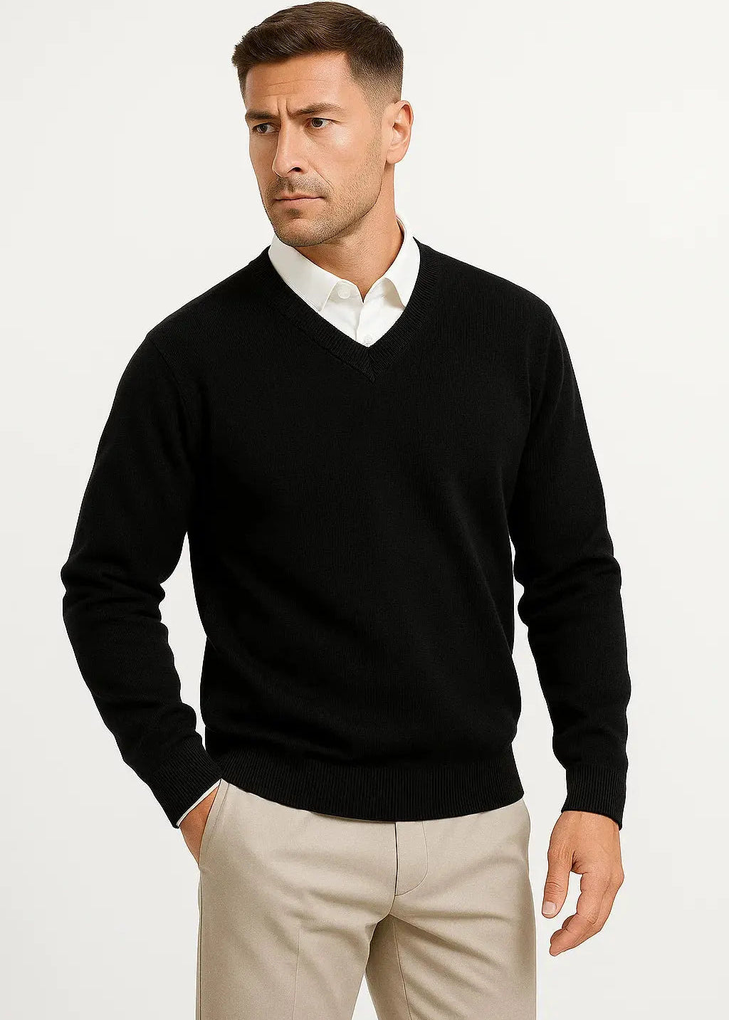 V-Neck Slim Fit Cashmere Jumper for Men