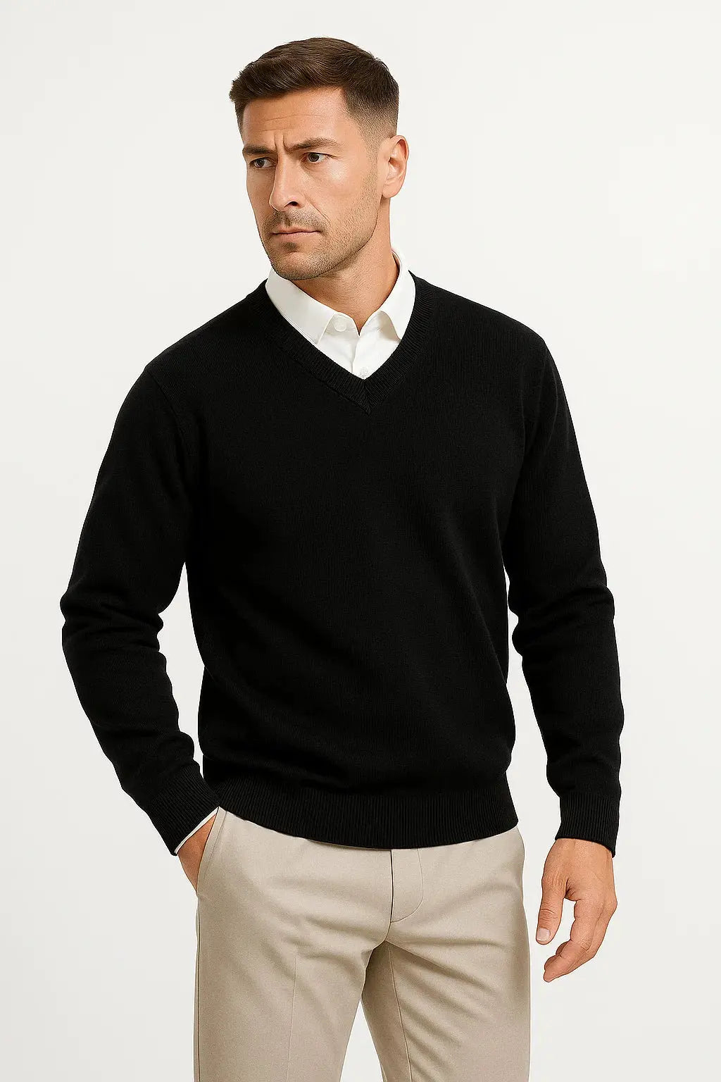 V-Neck Slim Fit Cashmere Jumper for Men