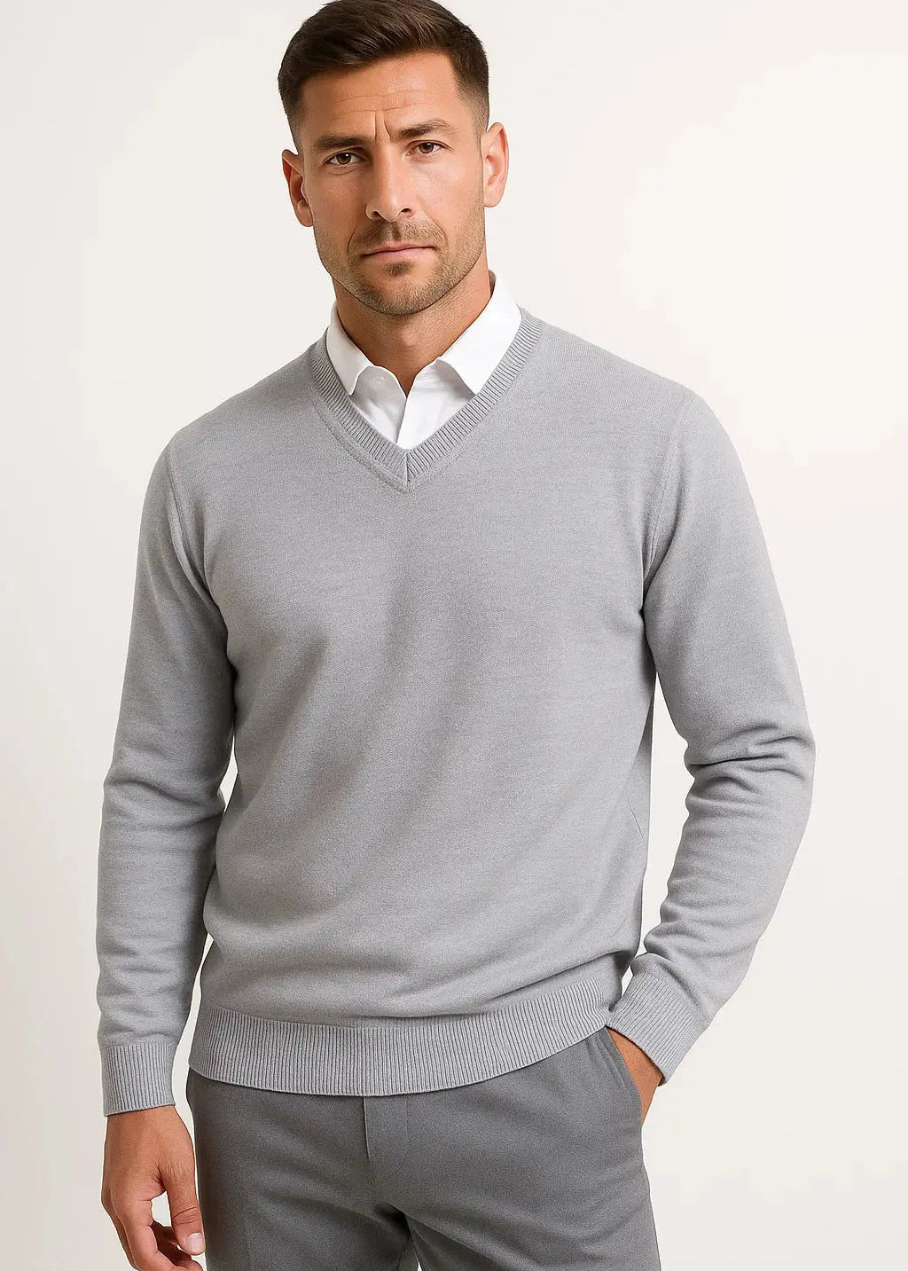 V-Neck Slim Fit Cashmere Jumper for Men