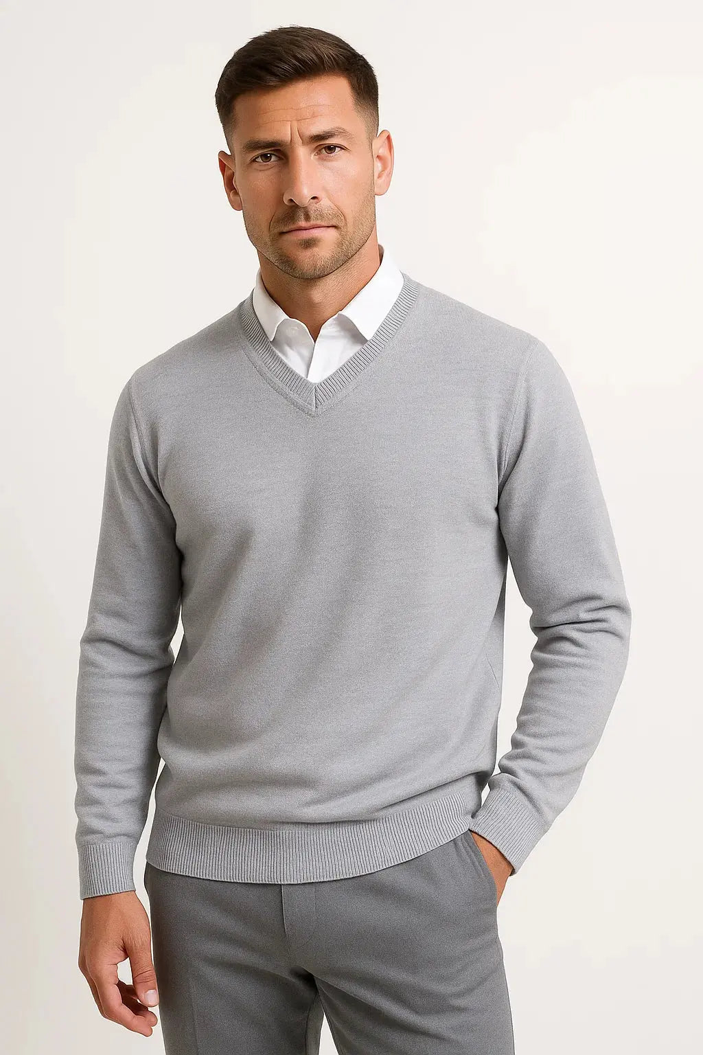 V-Neck Slim Fit Cashmere Jumper for Men