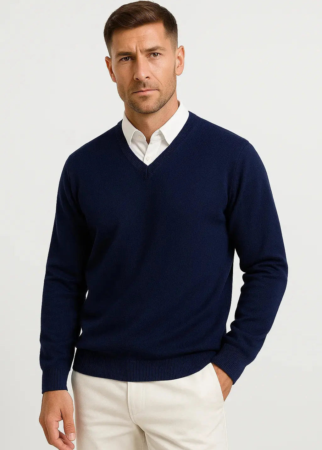 V-Neck Slim Fit Cashmere Jumper for Men