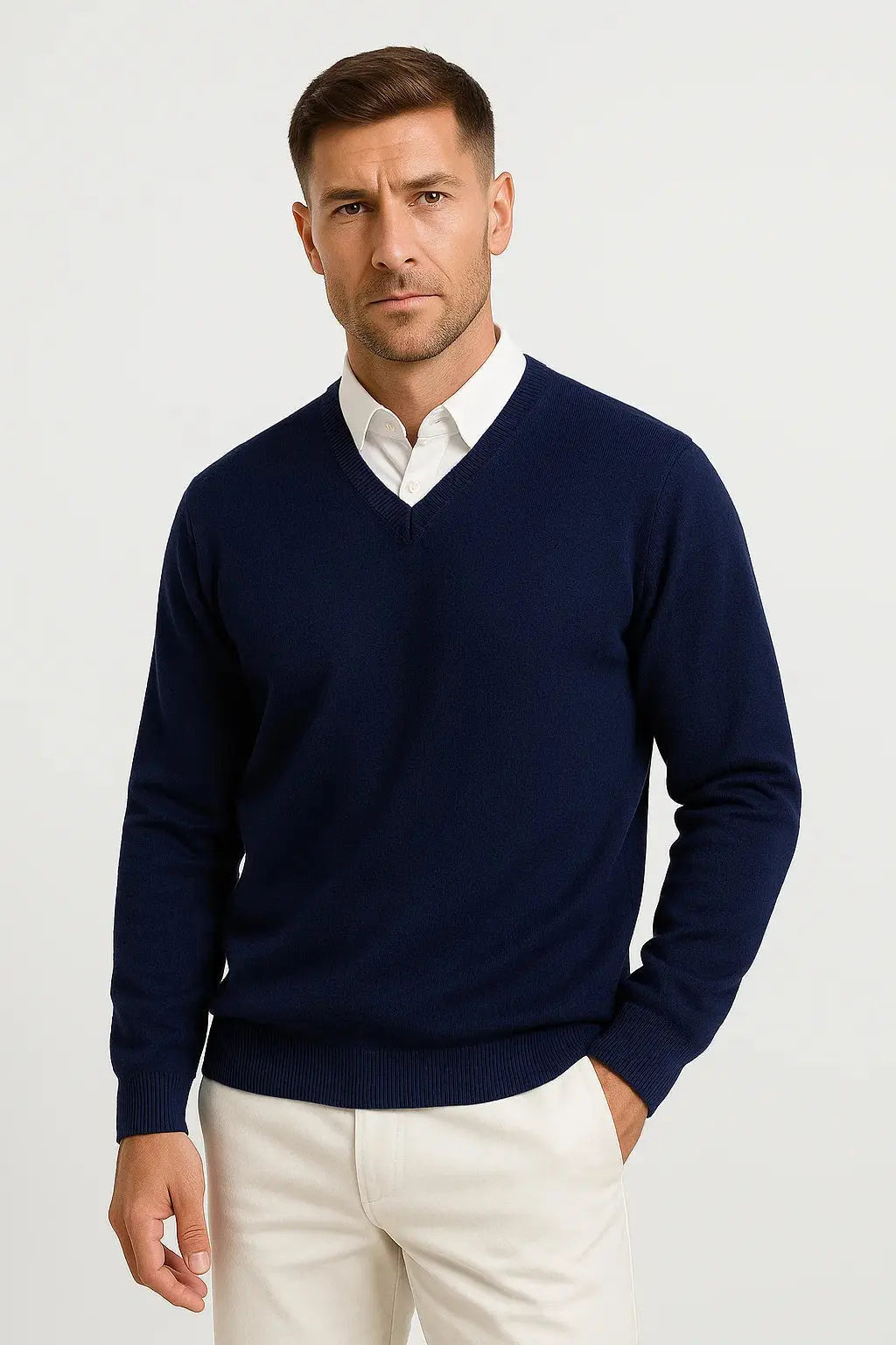 V-Neck Slim Fit Cashmere Jumper for Men