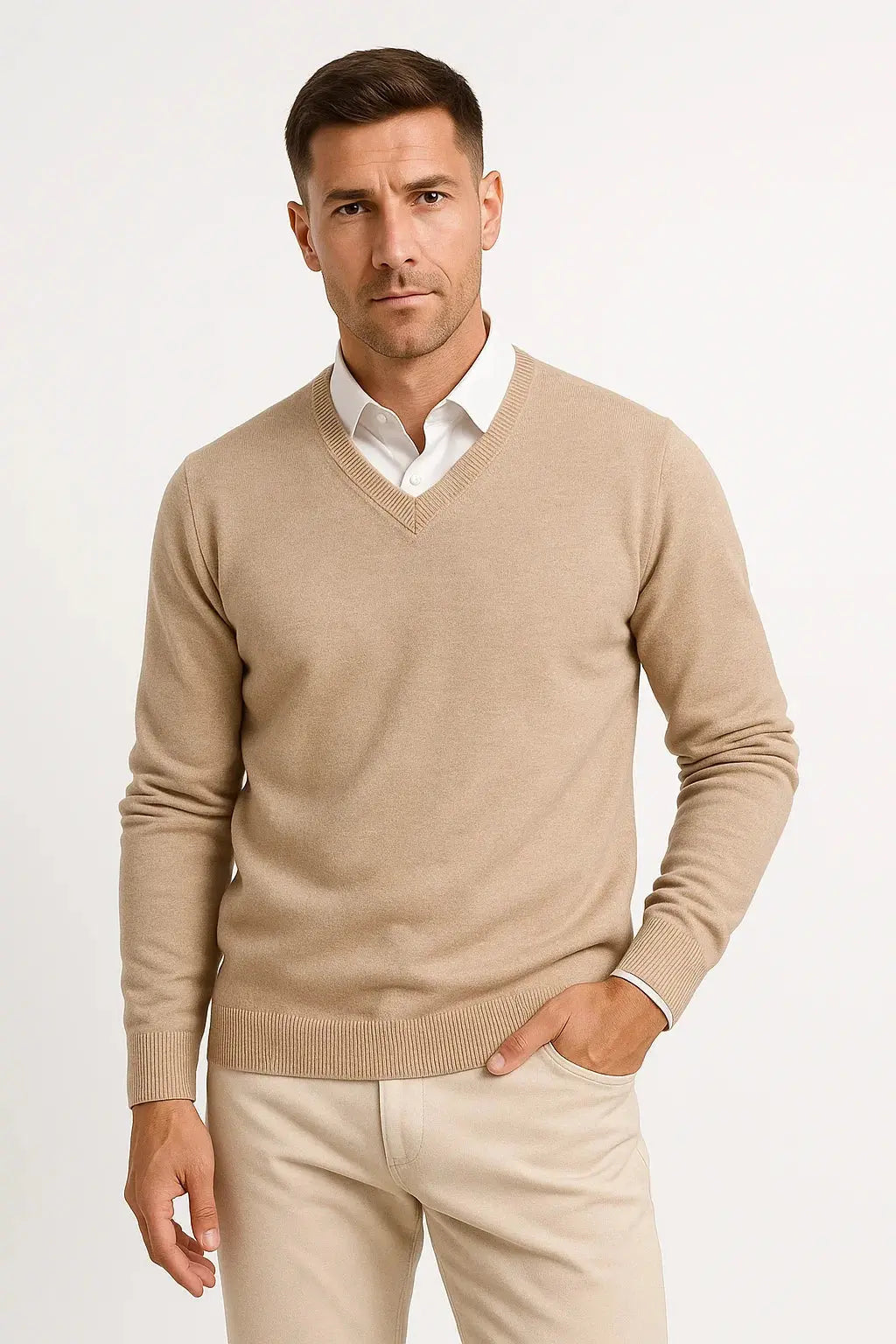 V-Neck Slim Fit Cashmere Jumper for Men
