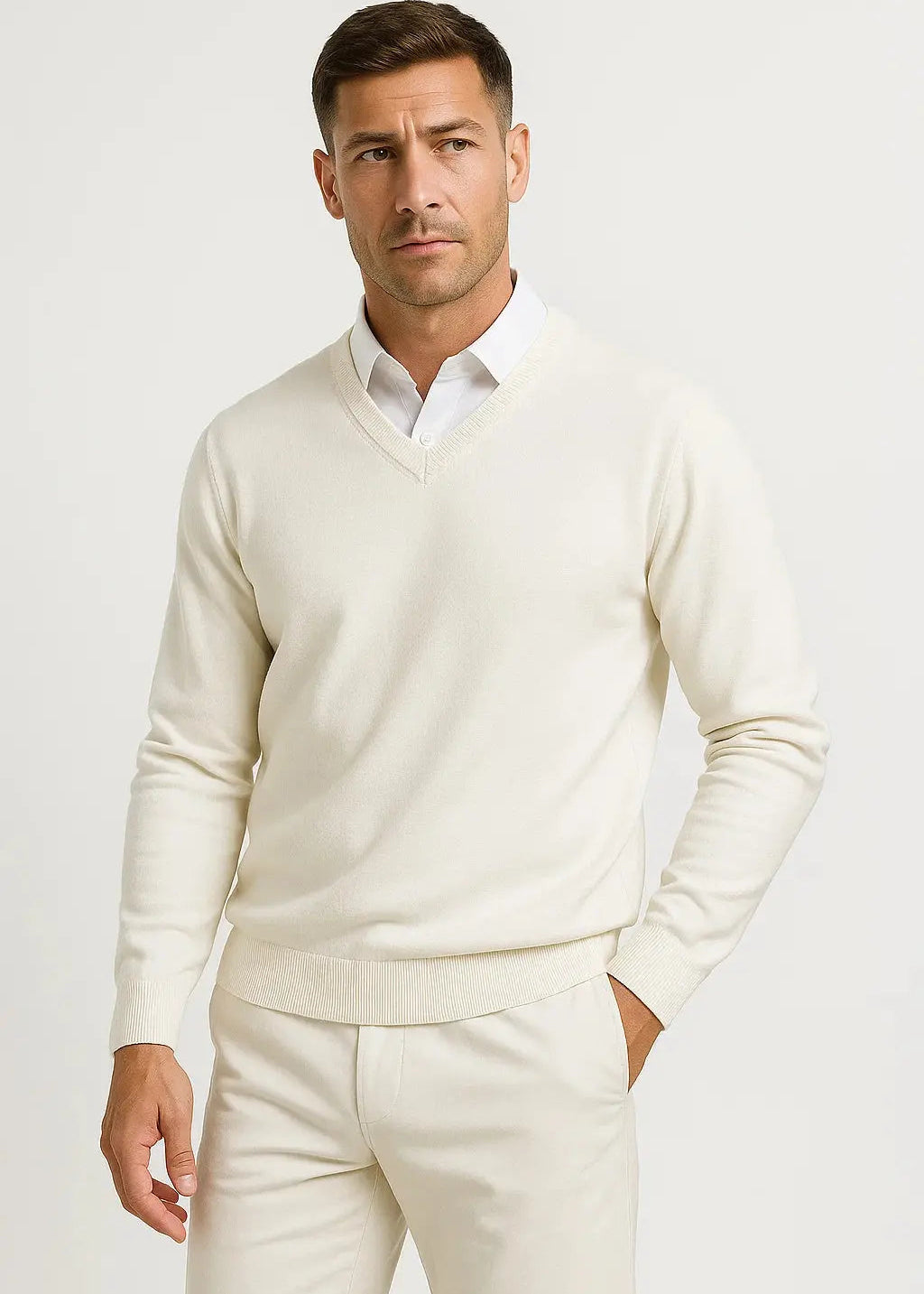 V-Neck Slim Fit Cashmere Jumper for Men
