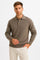 Ribbed Knit Polo Sweater with Structured Collar for Men