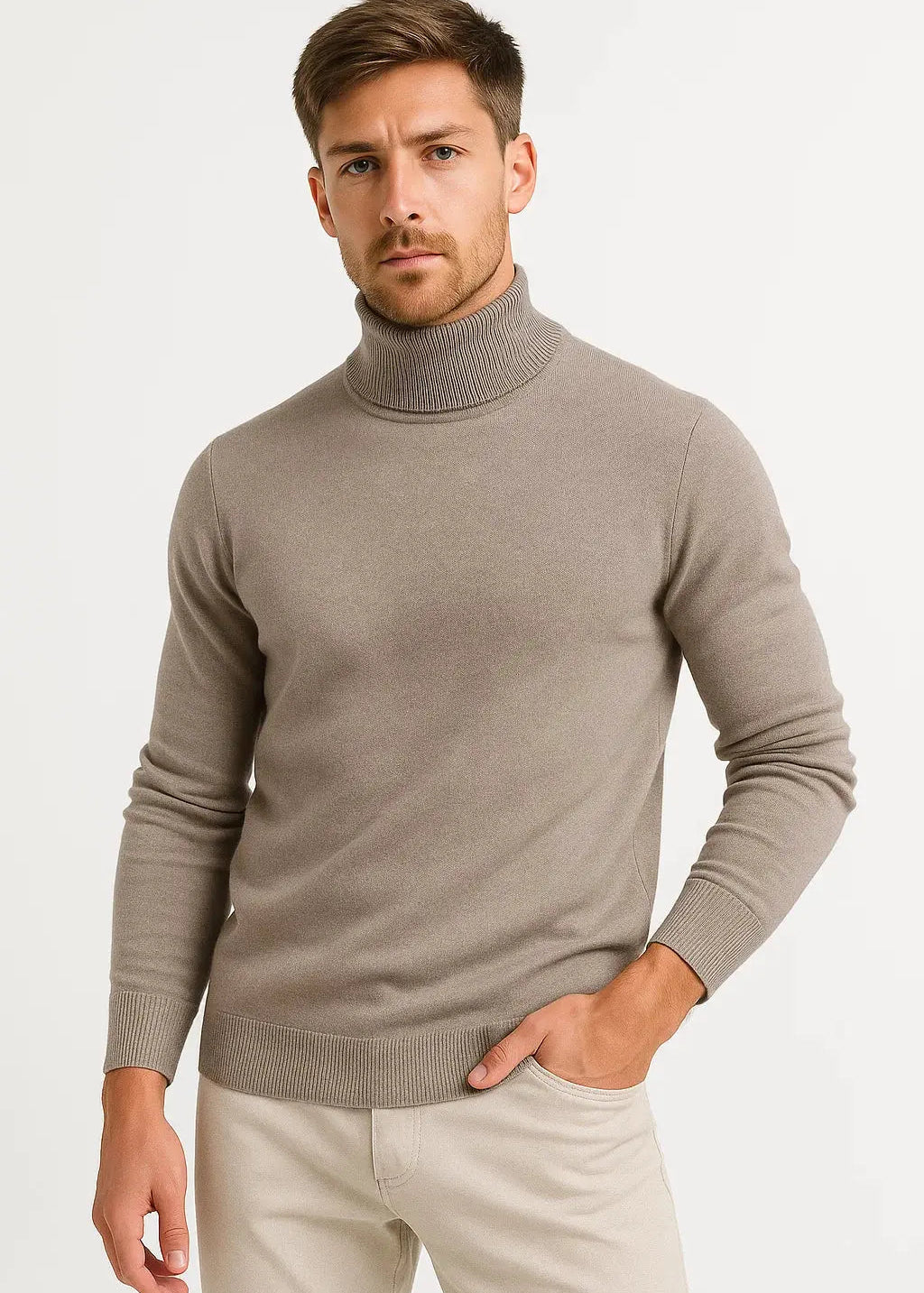 Roll Neck Virgin Wool Jumper for Men
