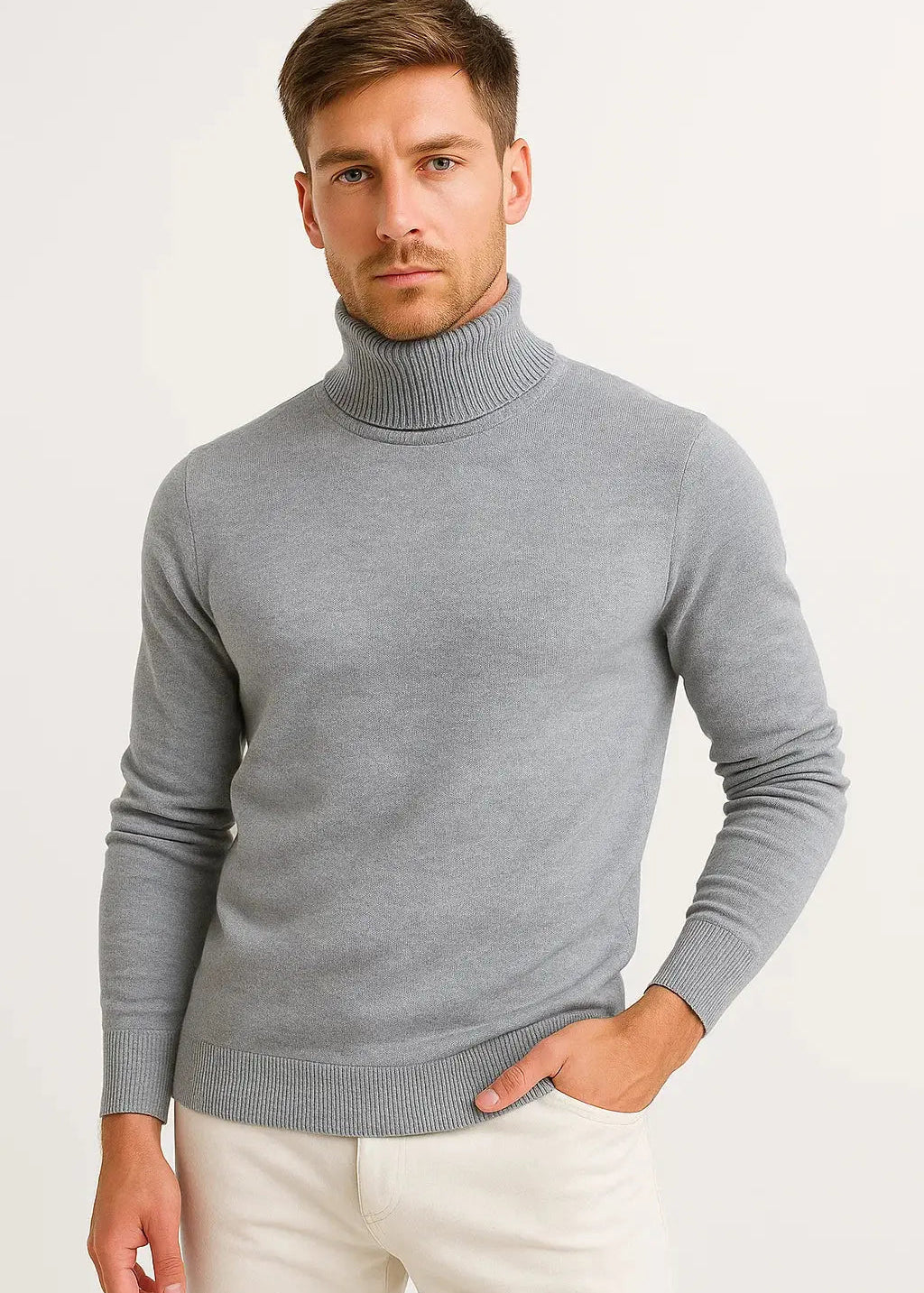 Roll Neck Virgin Wool Jumper for Men