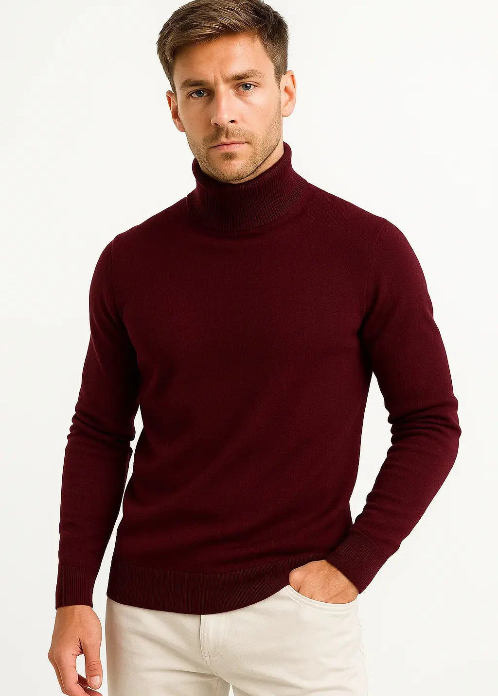 Roll Neck Virgin Wool Jumper for Men