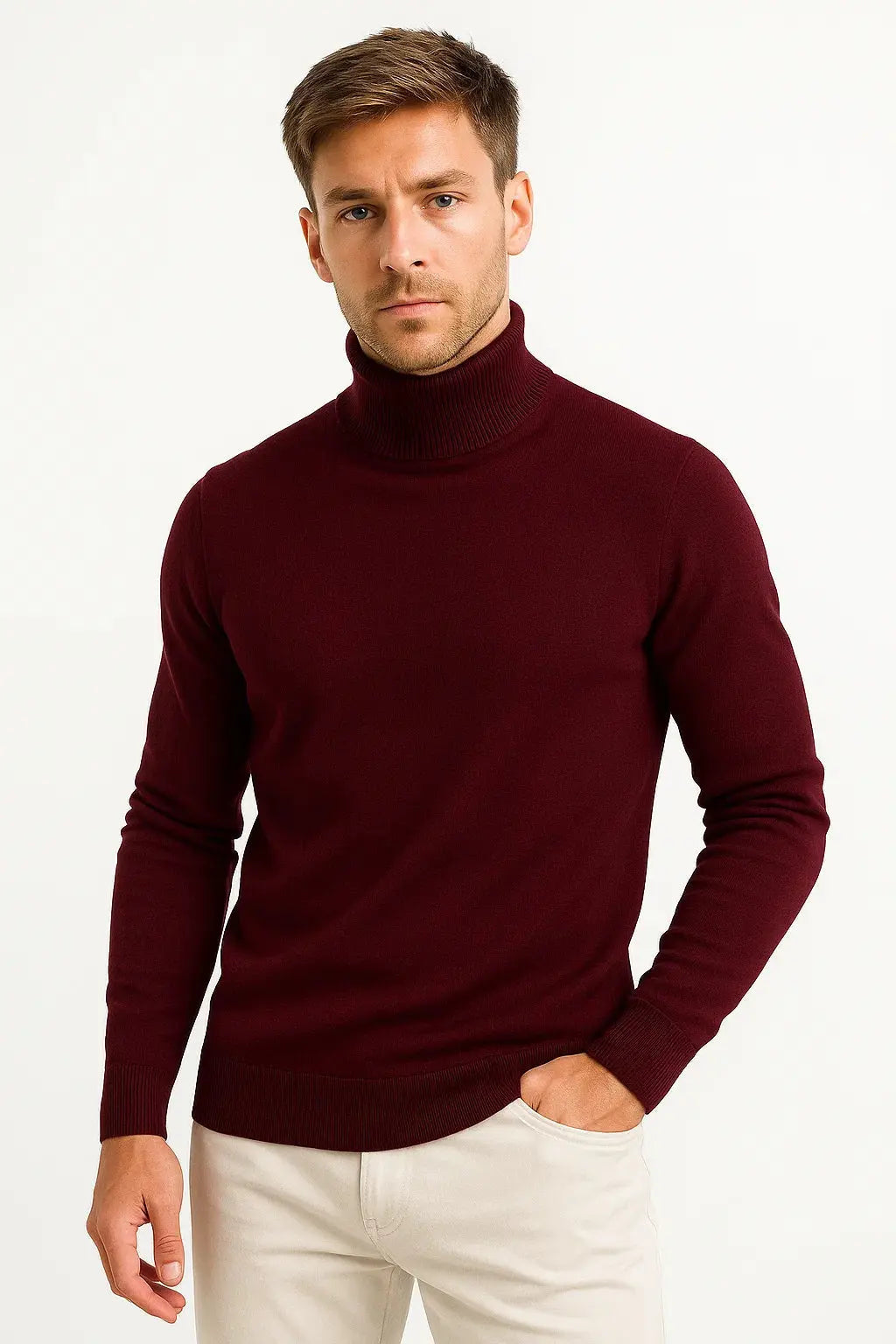Roll Neck Virgin Wool Jumper for Men