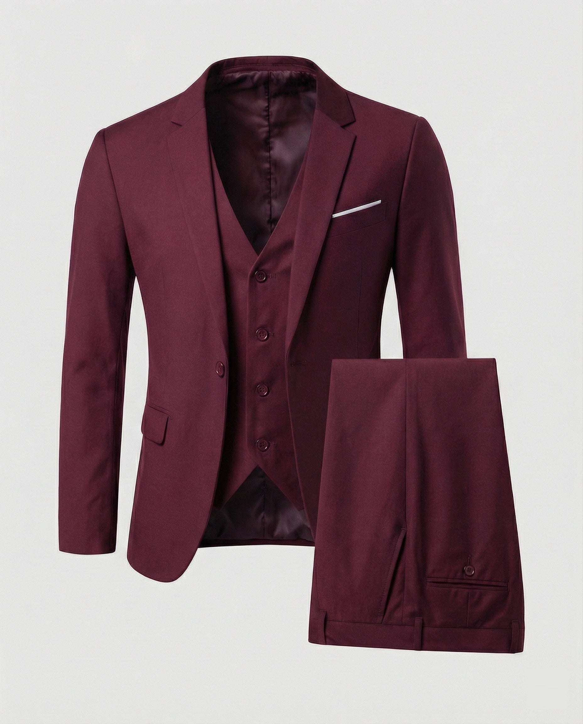 Wool Blend Three-Piece Suit Set for Men