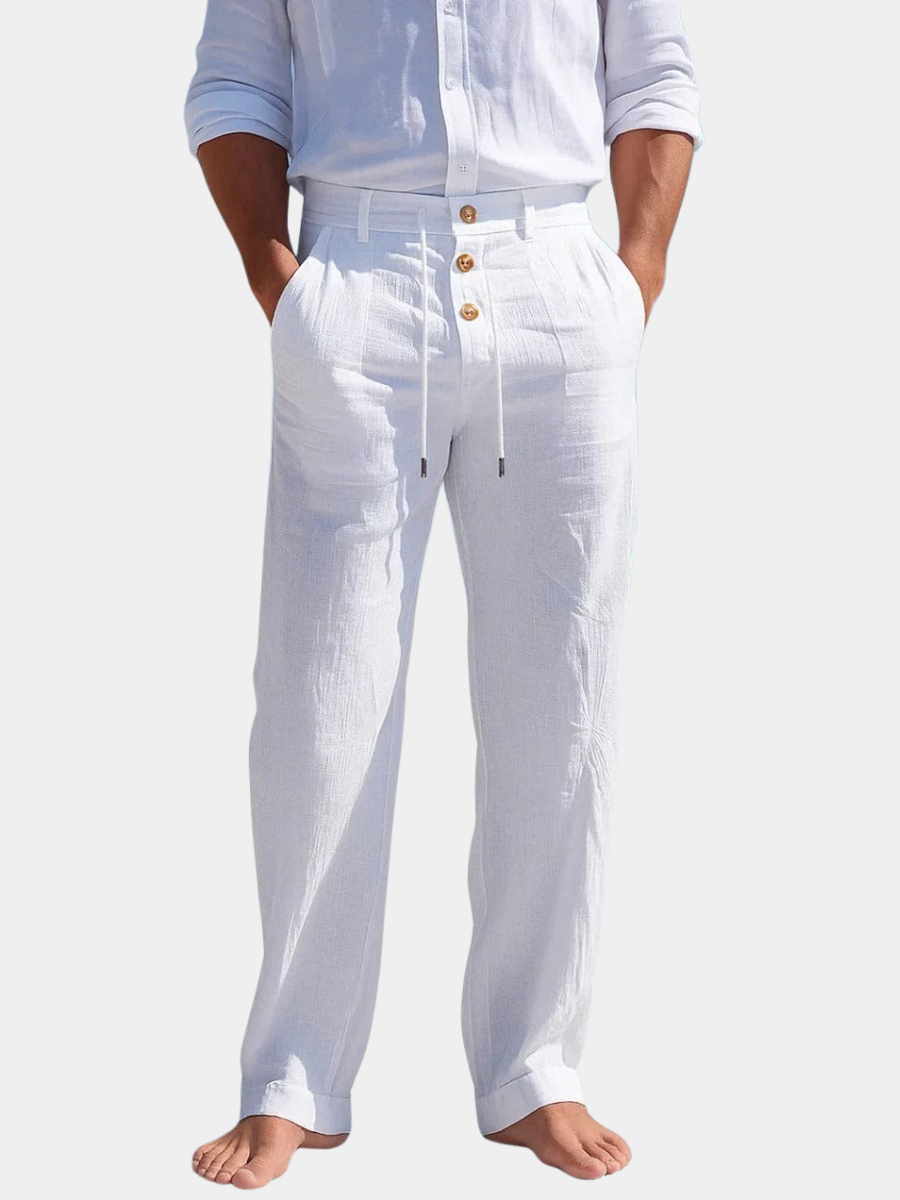 Linen Straight Leg Trousers for Men
