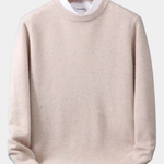Crew Neck Ribbed Knit Sweater for Men