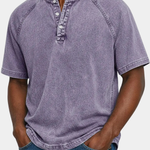 Henley Button-Down Short Sleeve Shirt for Men