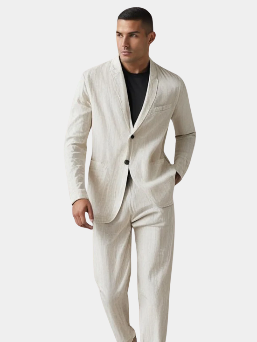 Linen Notch Lapel Suit Set for Men