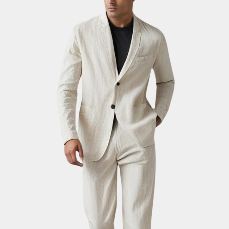 Linen Notch Lapel Suit Set for Men