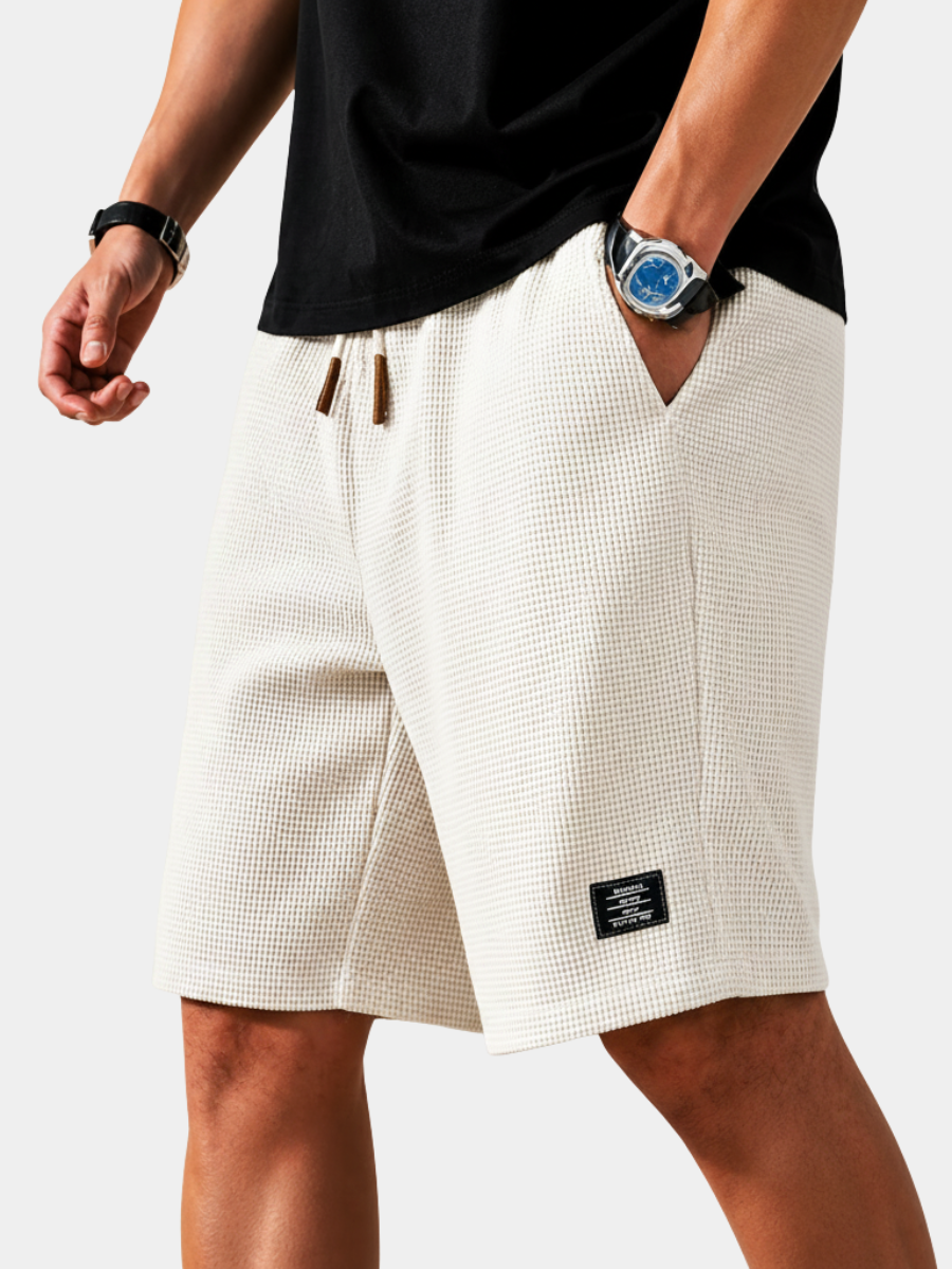 Waffle Knit Shorts with Drawstring for Men