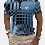 Checked Grid Pattern Polo Shirt for Men