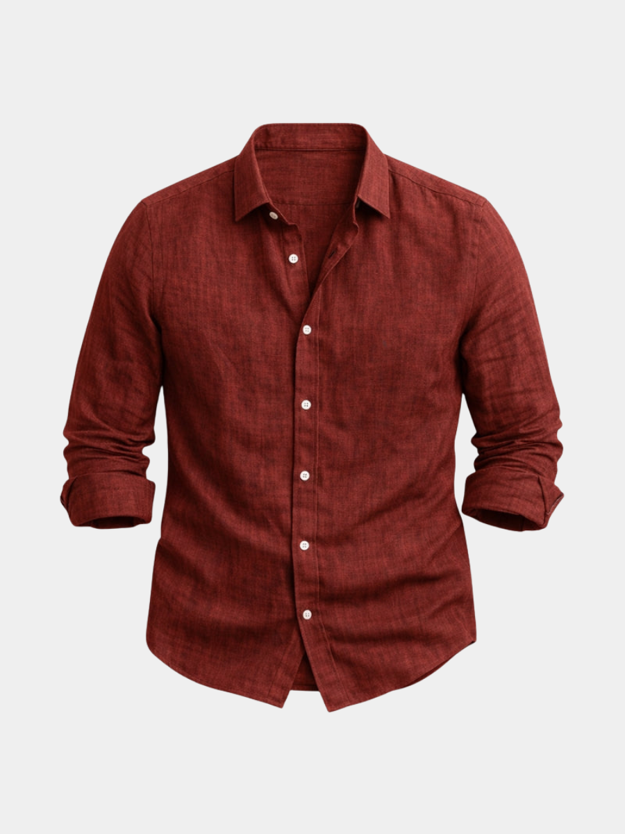 Linen Long Sleeve Collared Shirt for Men