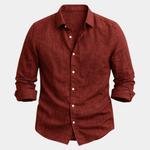 Linen Long Sleeve Collared Shirt for Men