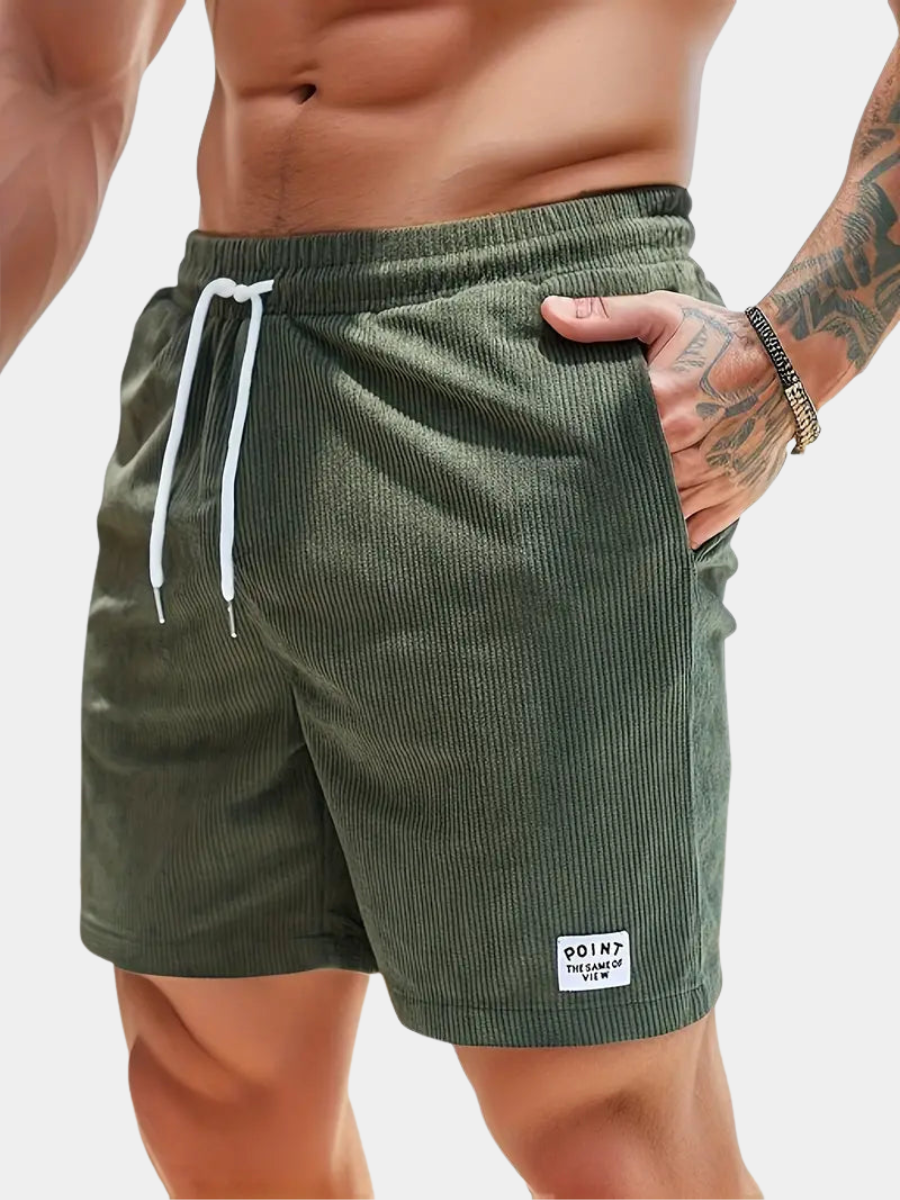 Ribbed Knit Elastic Waist Swim Shorts for Men