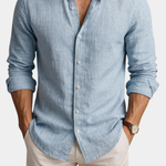 Linen Blend Button-Down Shirt for Men