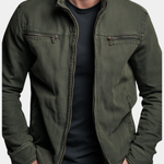 Zip-Up Stand Collar Cotton Jacket for Men