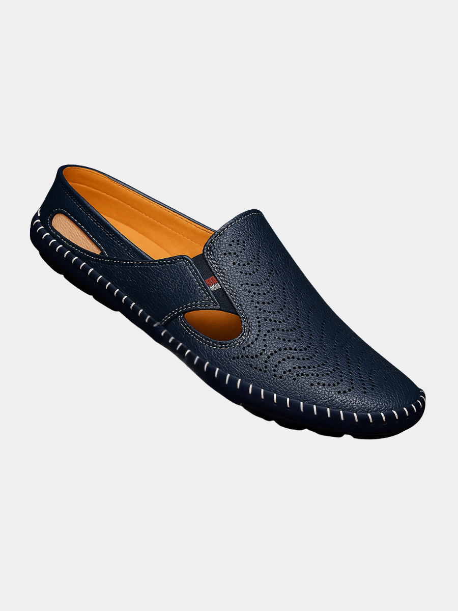 Perforated Leather Slip-On Loafers for Men