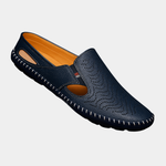Perforated Leather Slip-On Loafers for Men
