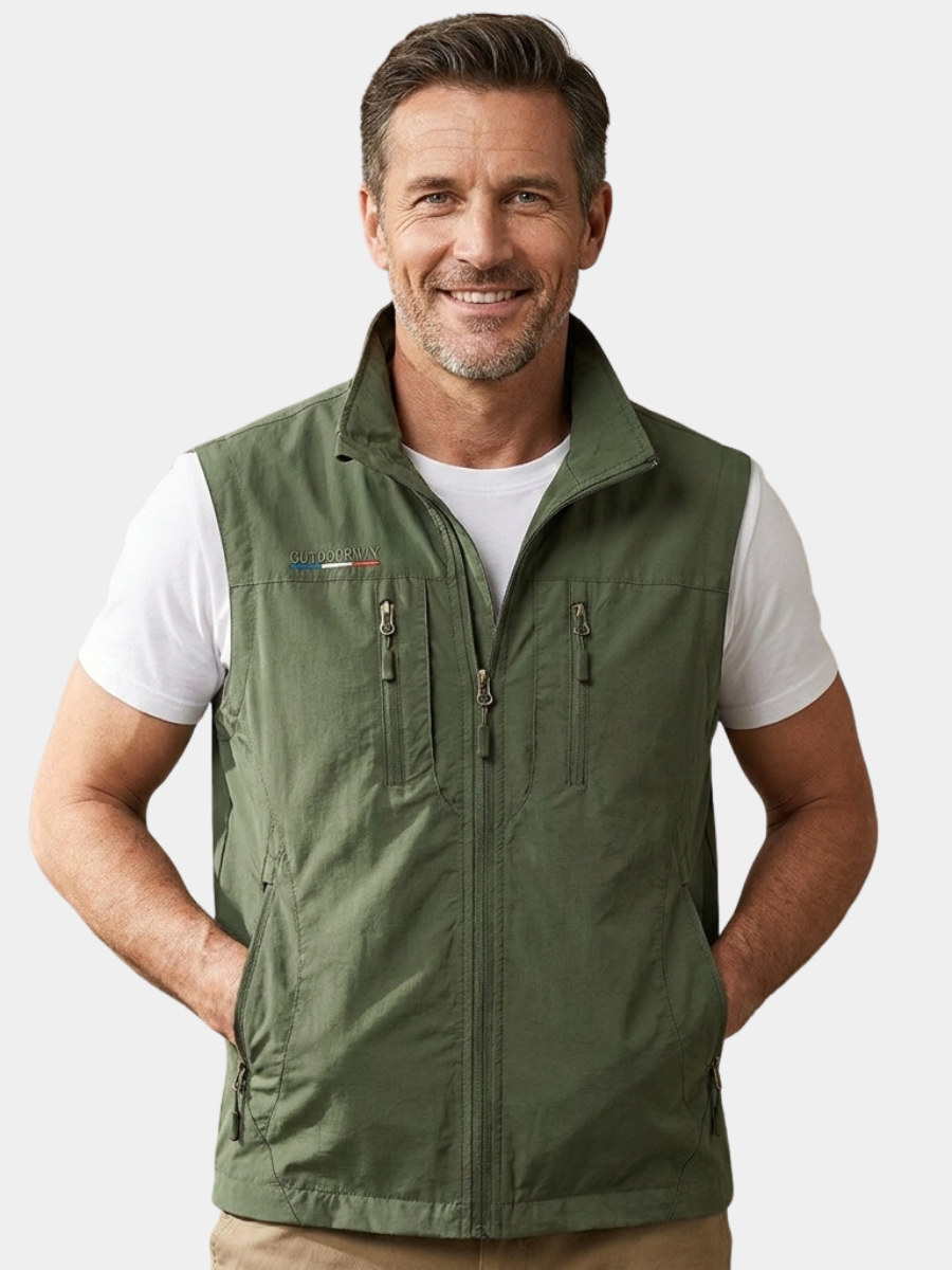 Multi Pocket Zip-Up Utility Vest for Men