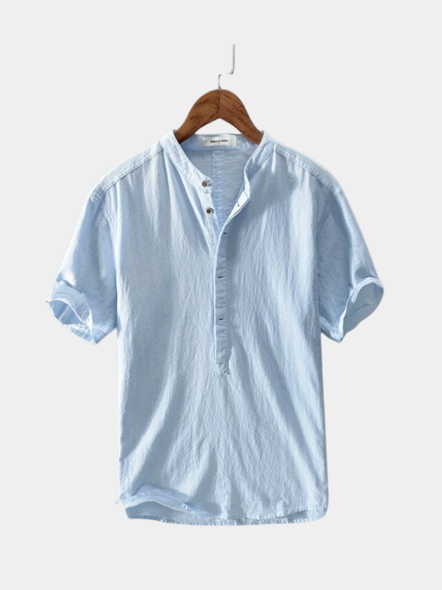 Short Sleeve Stand Collar Shirt for Men
