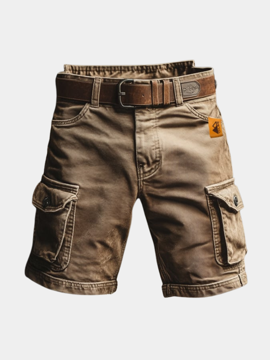 Belted Cargo Shorts with Flap Pockets for Men