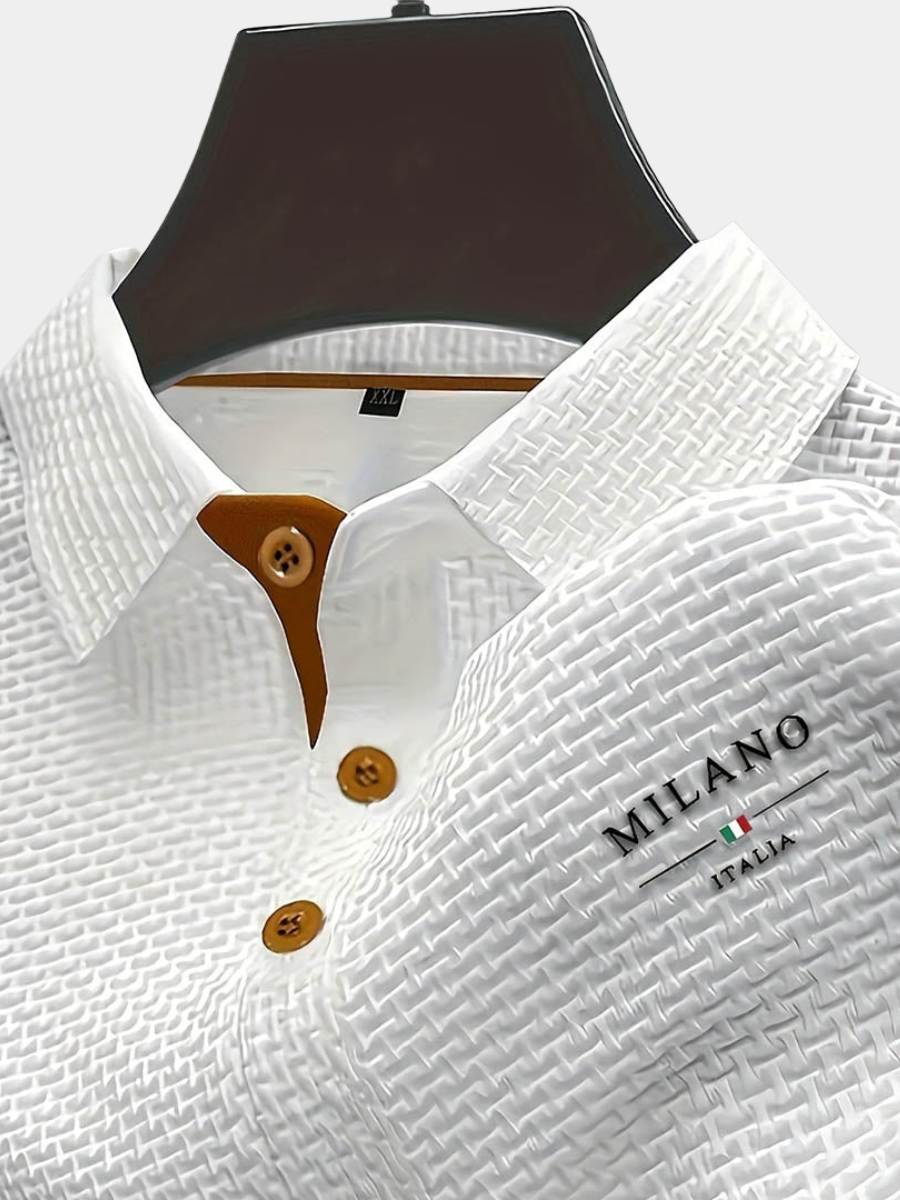 Textured Button-Down Polo Shirt for Men