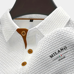 Textured Button-Down Polo Shirt for Men