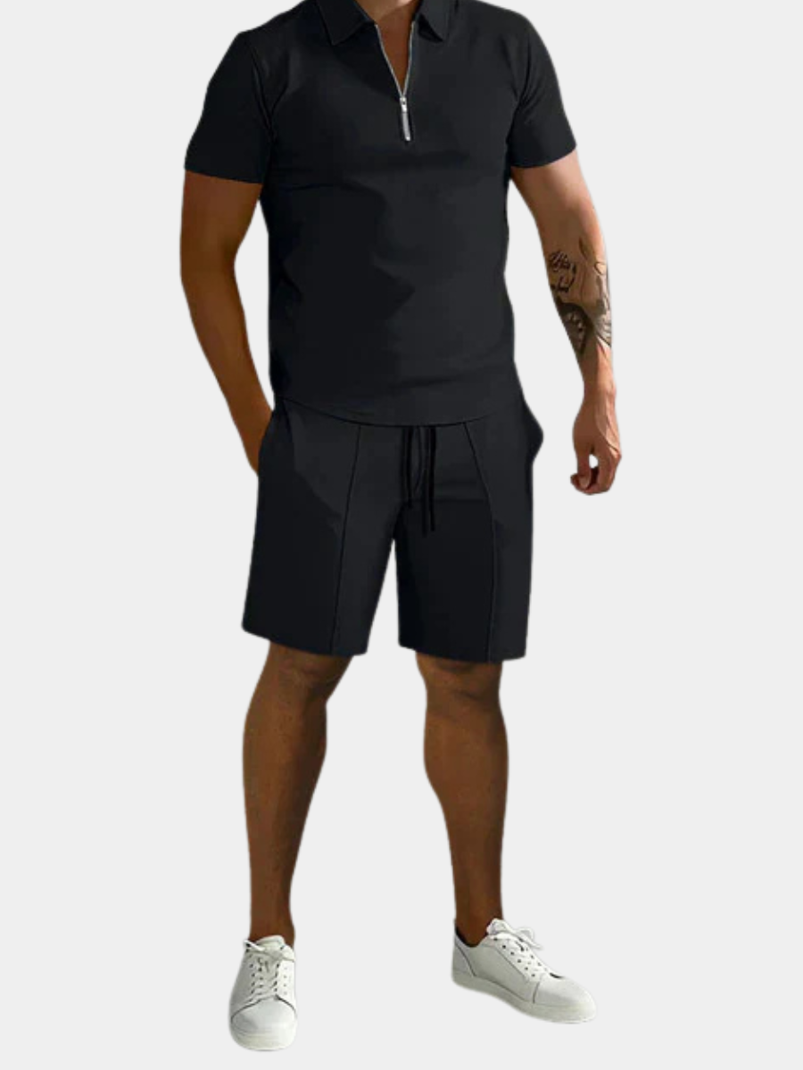 Short Sleeve Polo Shirt and Shorts Set for Men