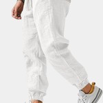 Cotton Linen Joggers with Drawstring for Men