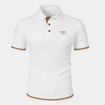 Ribbed Knit Polo Shirt with Contrast Trim for Men